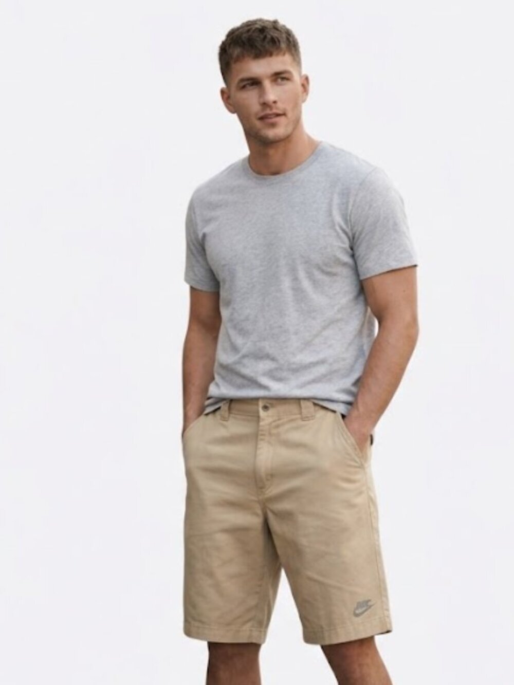Nike Tan Heavy Cotton Canvas Utility Shorts Loose Fit Men's Sz 36